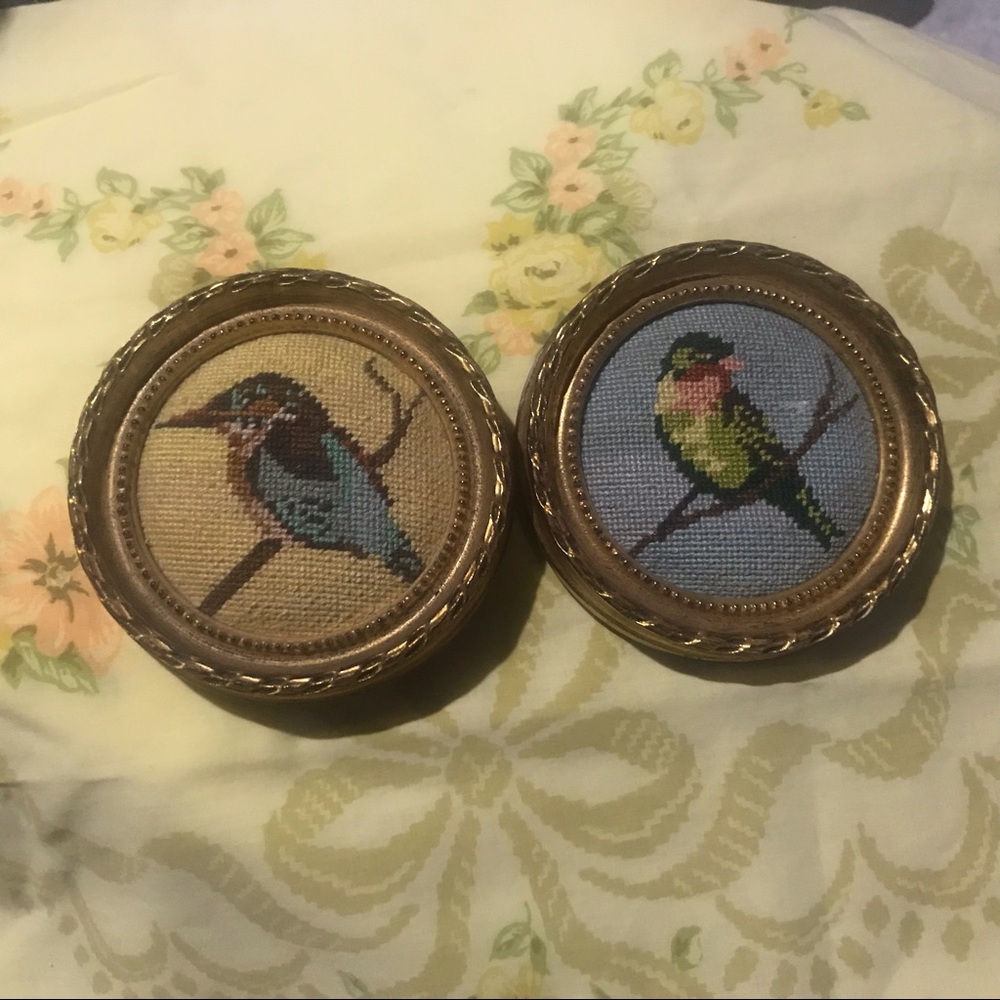 Needlepoint Bird Wall Art framed